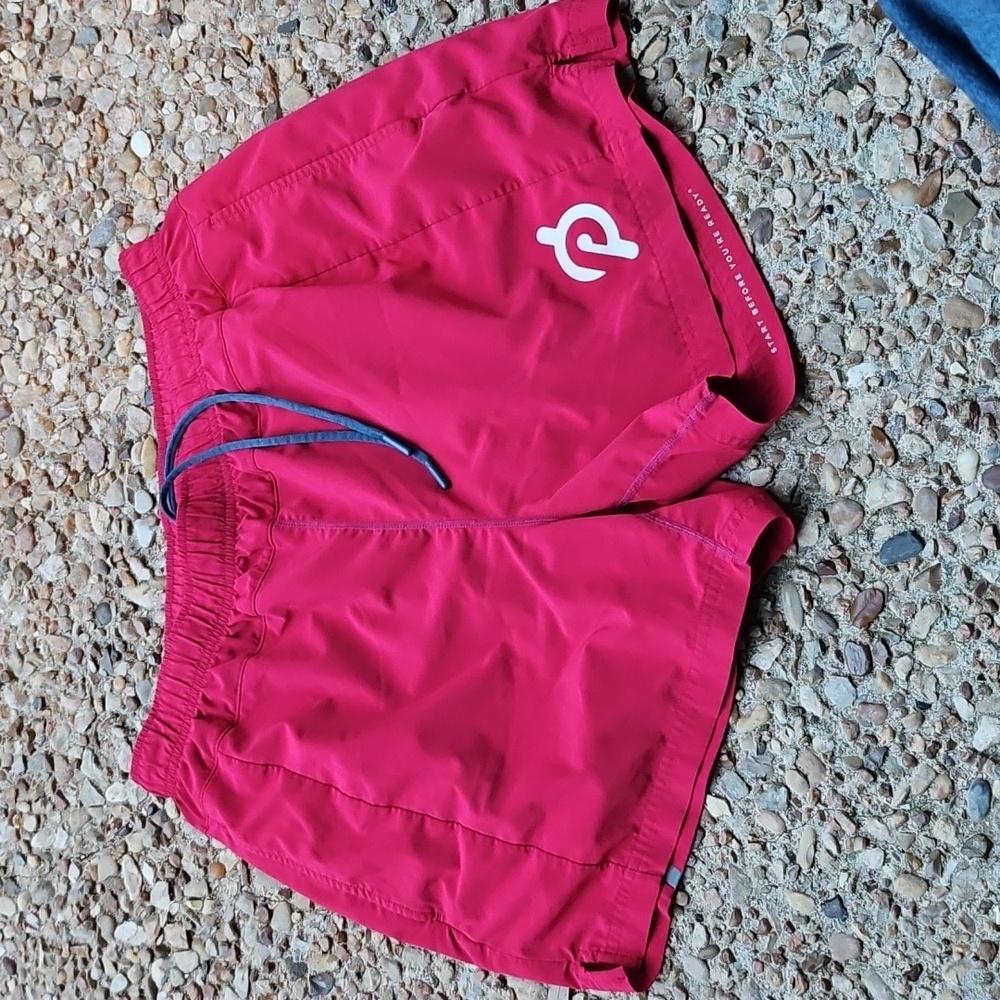 Mens Peloton Deep Red, Lined Athletic Shorts 4 Four Laps X Re-up Size L